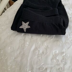 Black Star Embellished twisted heart soft Bottom track pants rare